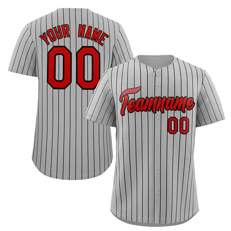 Benutzerdefinierte grau rot-marineblau gestreiften Mode authentische Baseball Jersey