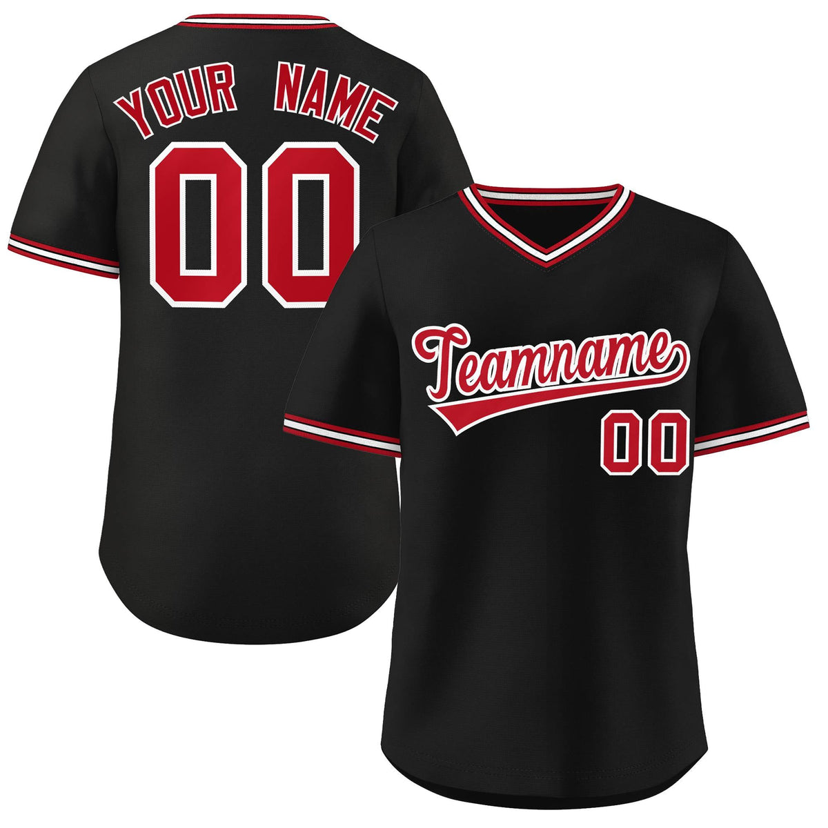 Maillot de baseball authentique d'extérieur, style classique, noir, rouge et blanc, personnalisé