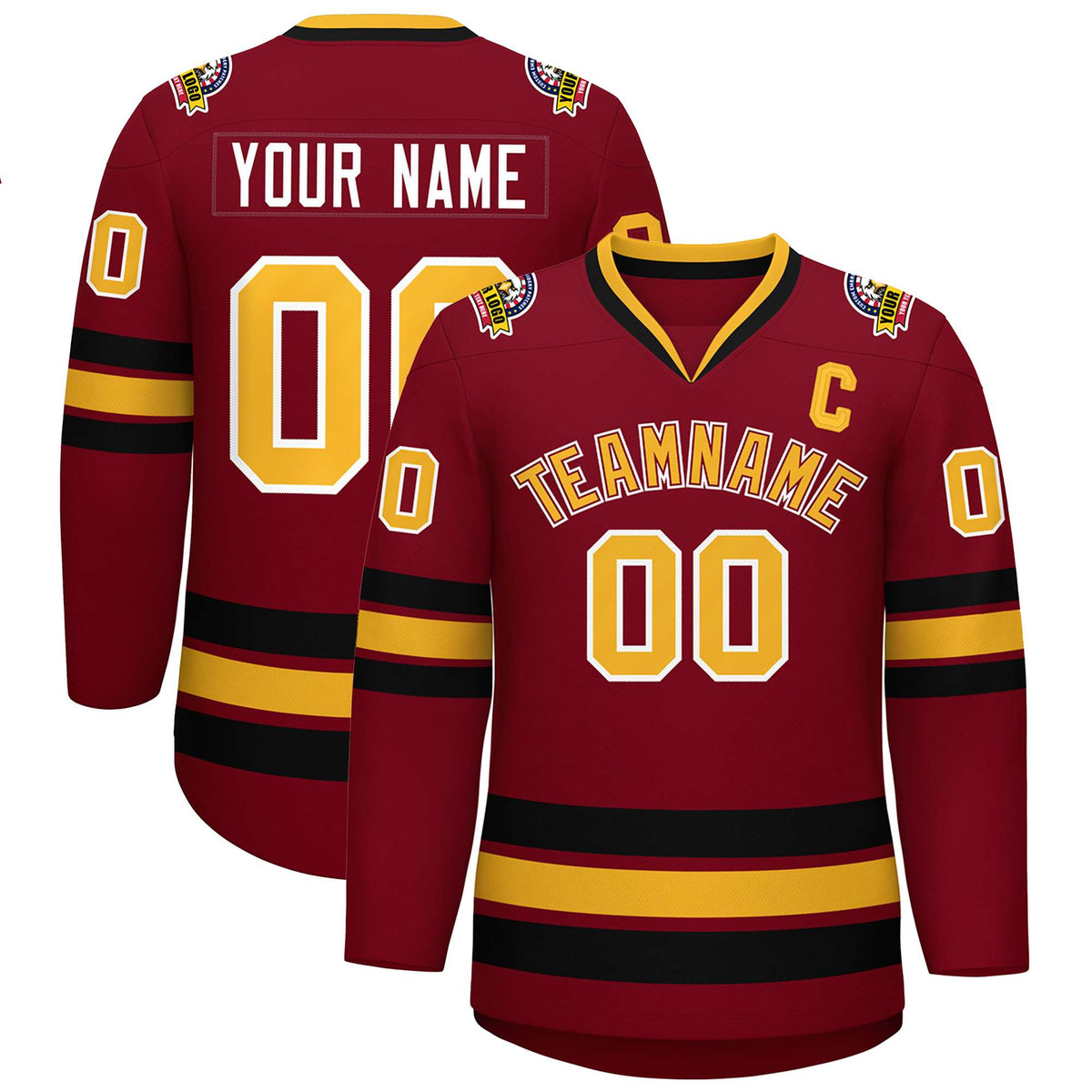 Custom Crimson Gold Crimson-White Classic Style Hockey Jersey | KXKSHOP