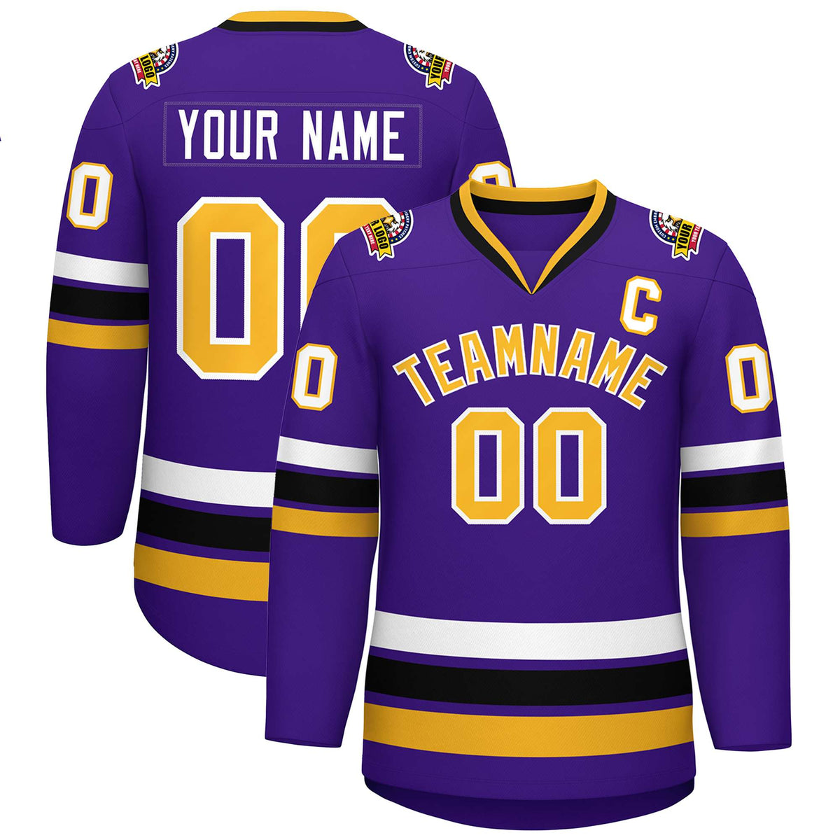 Custom Purple Gold-White Classic Style Hockey Jersey | KXKSHOP