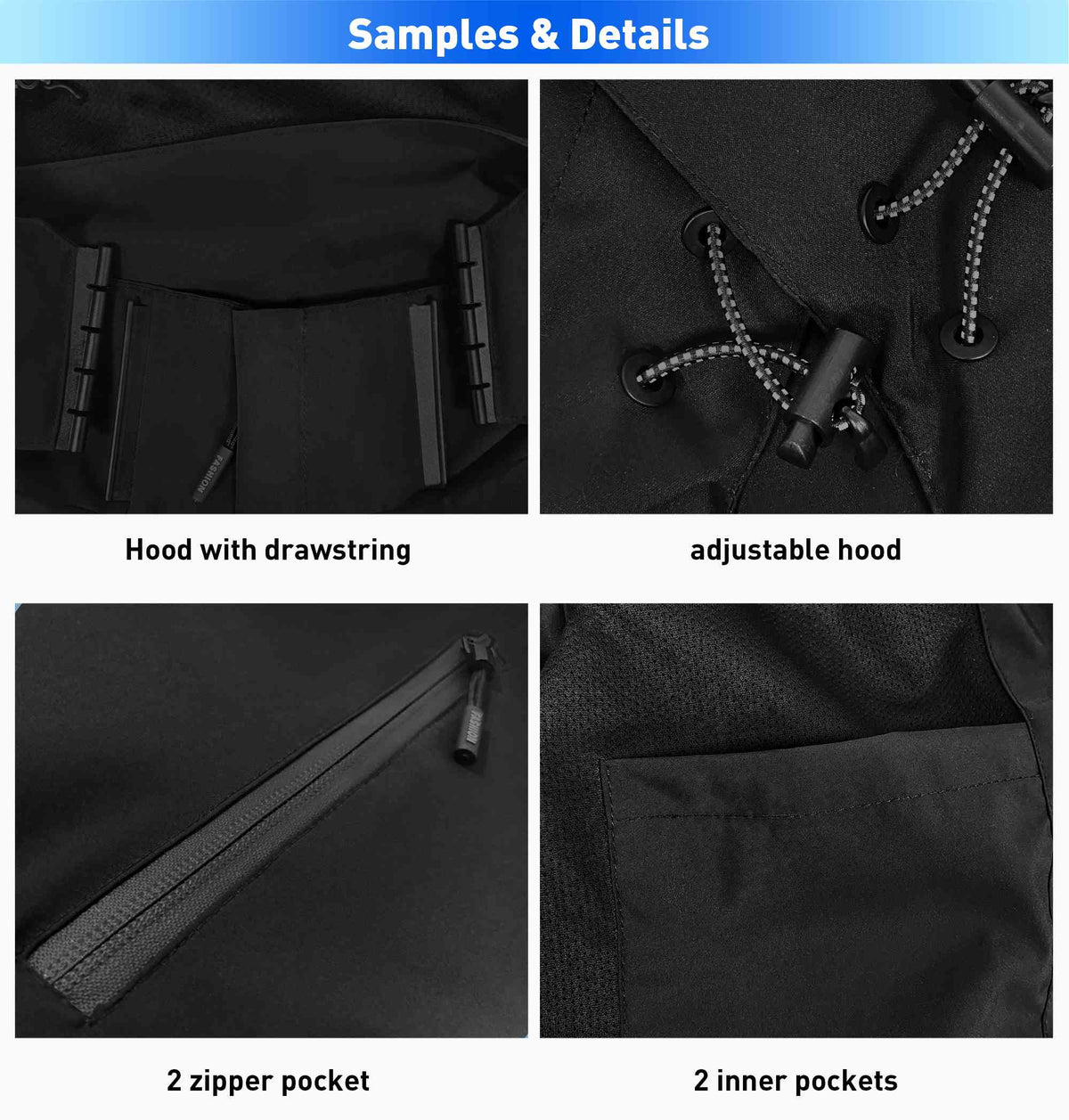 Custom Black Purple-Gray Raglan Sleeves Waterproof Jacket