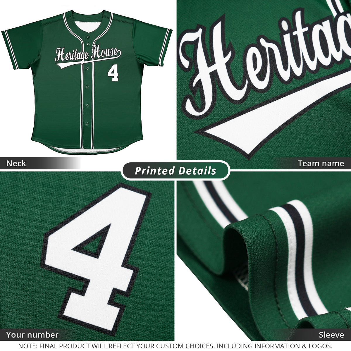 Custom Green White-Black Classic Style Authentic Baseball Jersey For Men