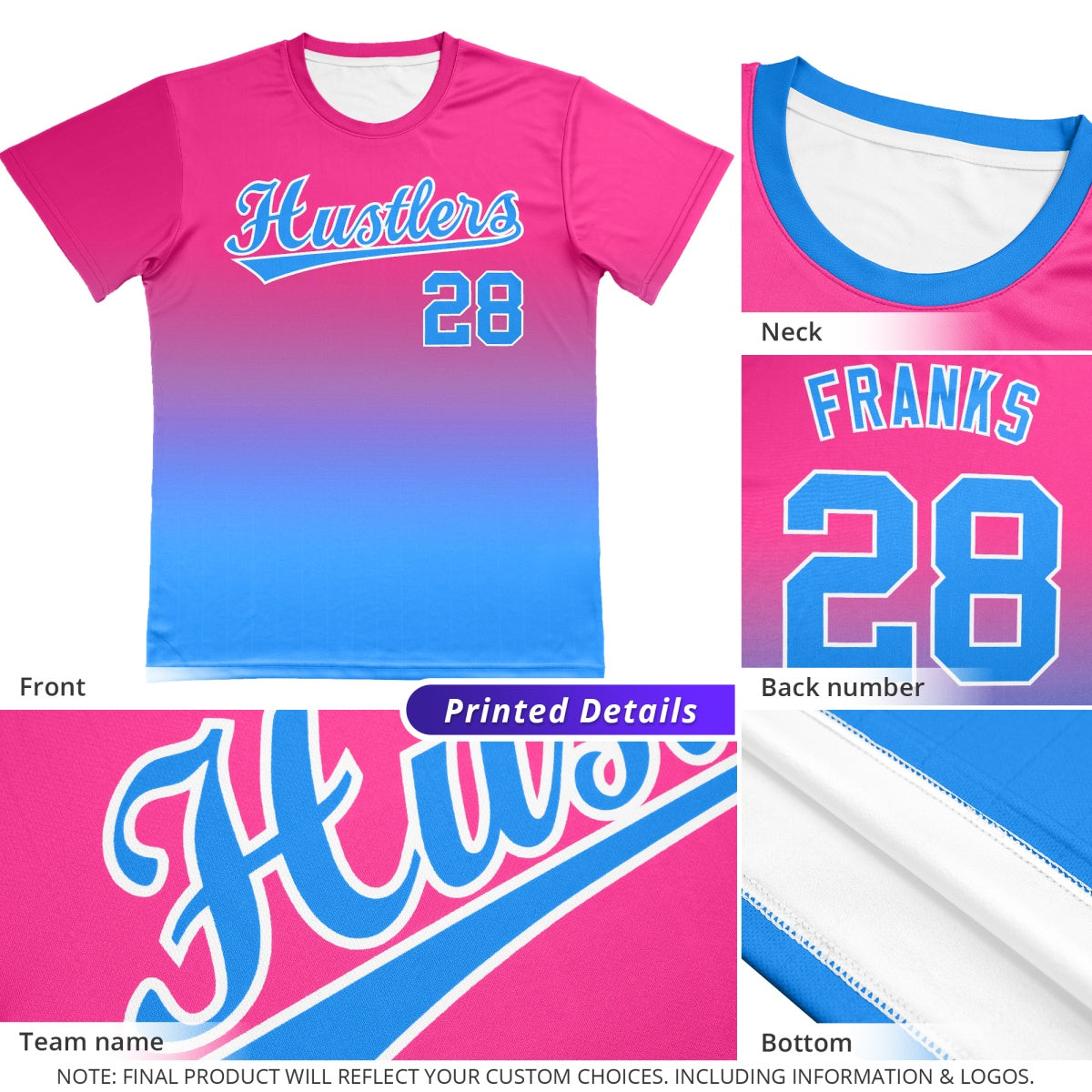 Custom Sky Blue White Gradient Fashion Quick Dry T-shirt| KXKSHOP