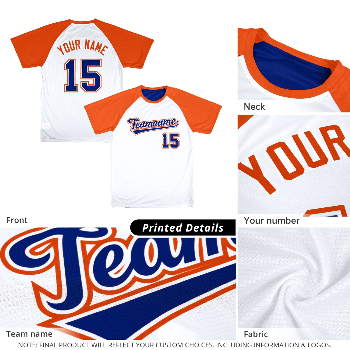 Custom Powder Blue Gold White Reversible Raglan Sleeves Moisture-Wicking T-shirt| KXKSHOP