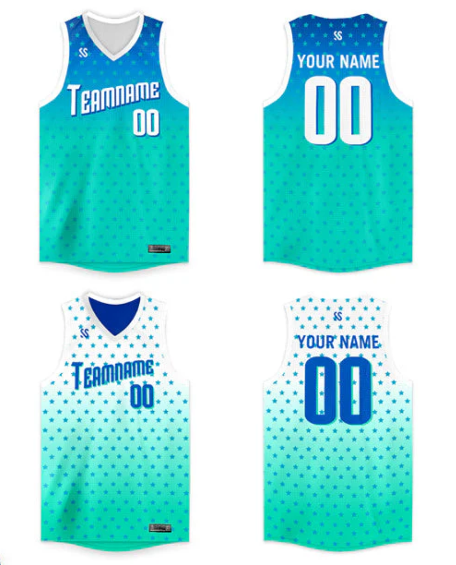 Custom Blue Green Reversible Personalized Tops Basketball Jersey for Men/Youth|KXKSHOP