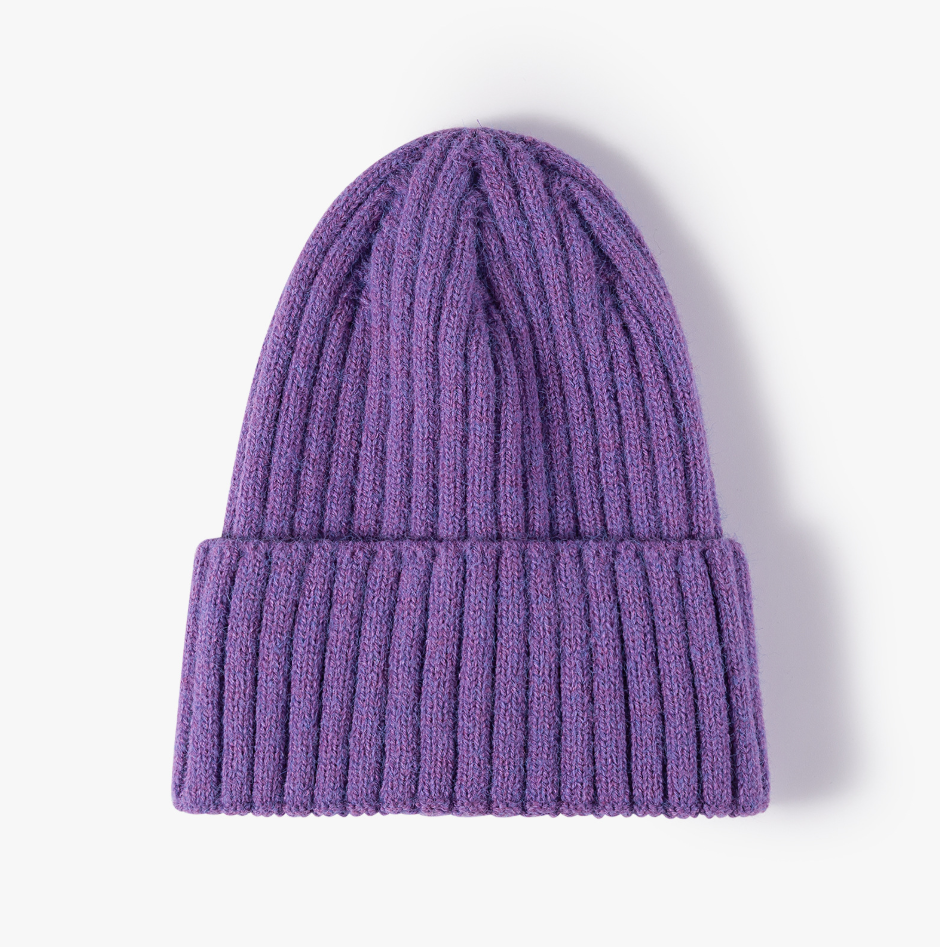 Custom Winter Unisex Solid Color Warm Soft Hiphop Knitted Hat Cuffed Skull Beanie Cap