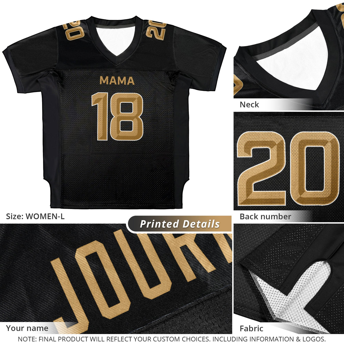 Custom Black Classic Style Mesh Authentic American Football Jersey| KXKSHOP