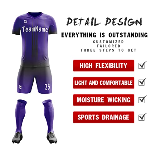 Custom Purple Black Soft Training Uniform Football Kits Jersey