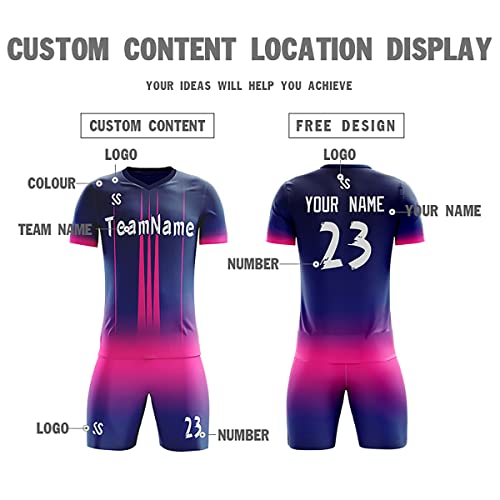 Custom Navy Pink Soft Training Uniform Football Kits Jersey
