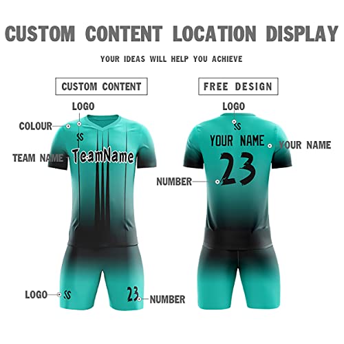 Custom Teal Black Soft Training Uniform Football Kits Jersey