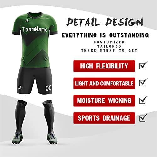 Custom Green Black-White Soft Training Uniform Football Kits Jersey