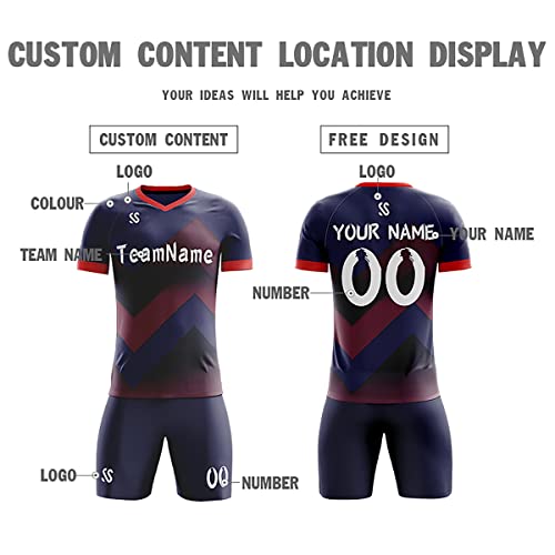 Custom Navy Red-White Soft Training Uniform Football Kits Jersey
