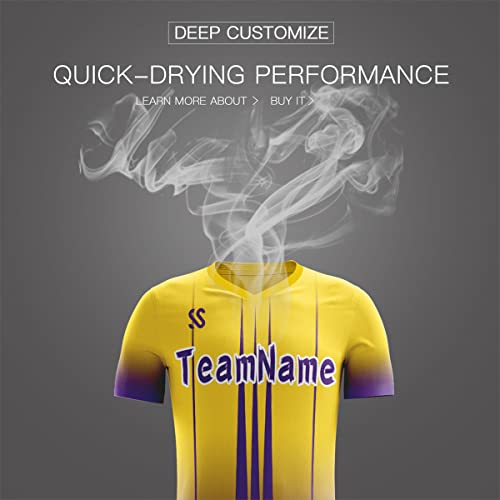 Custom Yellow Purple Soft Training Uniform Football Kits Jersey