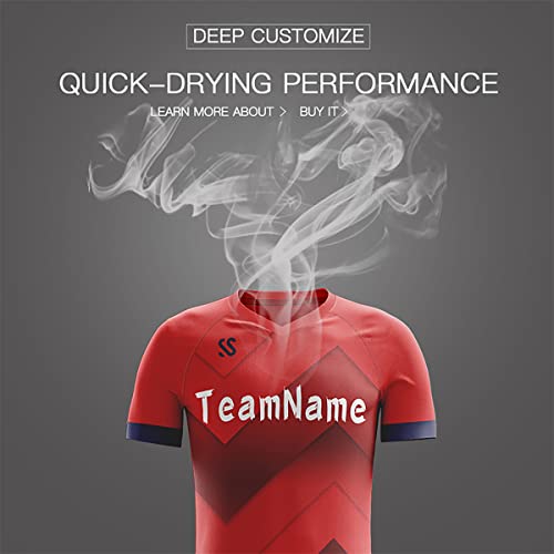 Custom Red Navy Soft Training Uniform Football Kits Jersey