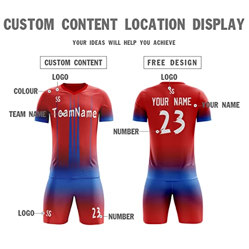 Custom Red Blue Soft Training Uniform Football Kits Jersey