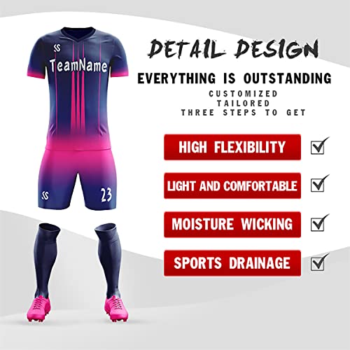 Custom Navy Pink Soft Training Uniform Football Kits Jersey