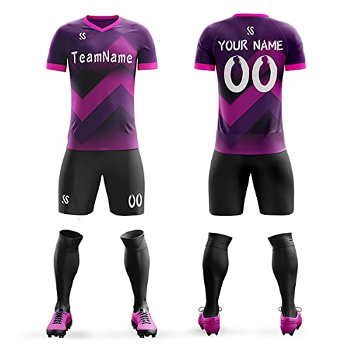 Custom Purple Black-White Soft Training Uniform Football Kits Jersey