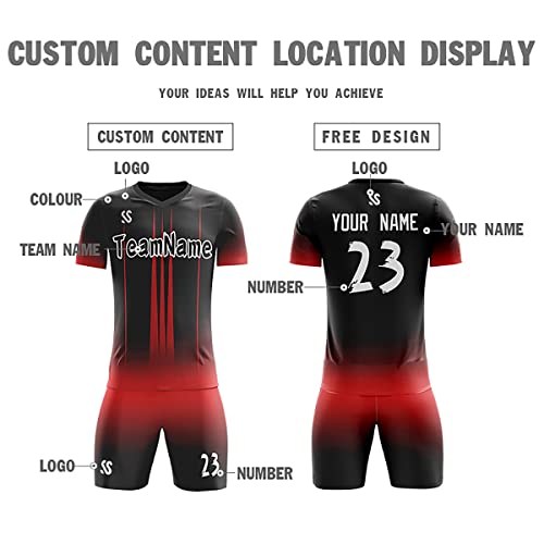 Custom Blak Red Sports Training Football Kits Jersey