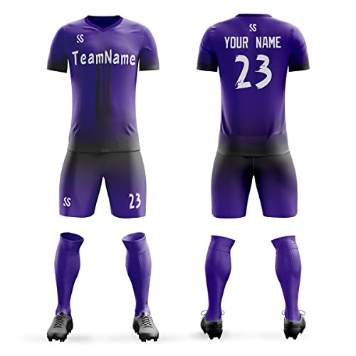 Custom Purple Black Soft Training Uniform Football Kits Jersey