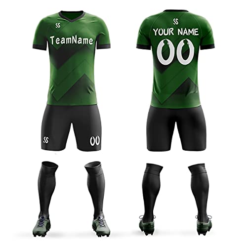 Custom Green Black-White Soft Training Uniform Football Kits Jersey