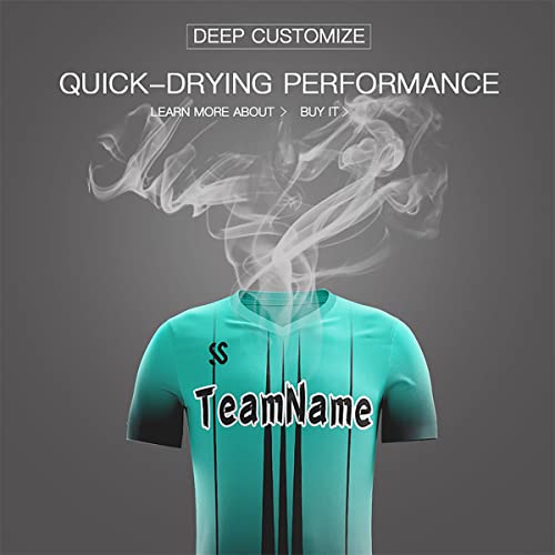 Custom Teal Black Soft Training Uniform Football Kits Jersey