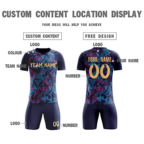 Custom Navy Yellow Sports Training Football Kits Jersey