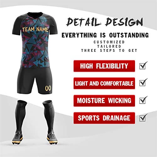 Custom Black Yellow Sports Training Football Kits Jersey