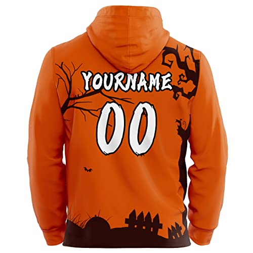 Custom Stitched Sportwear Orange Graffiti Pattern Pullover Hoodie| KXKSHOP