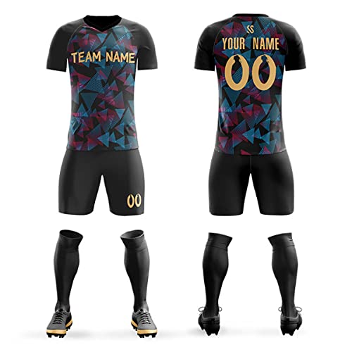 Custom Black Yellow Sports Training Football Kits Jersey