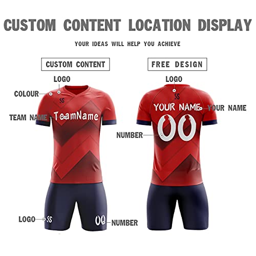 Custom Red Navy Soft Training Uniform Football Kits Jersey