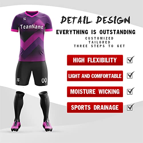 Custom Purple Black-White Soft Training Uniform Football Kits Jersey