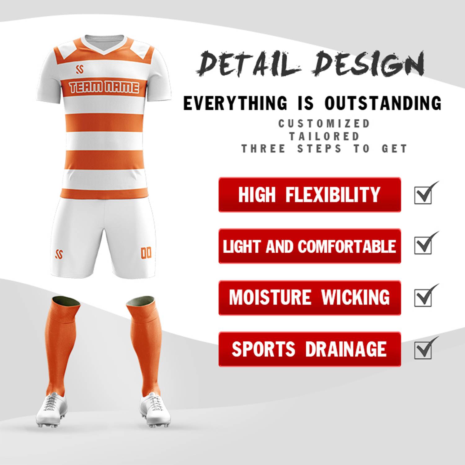 Custom Orange Casual Printing Sportswear football kits Jersey| KXKSHOP