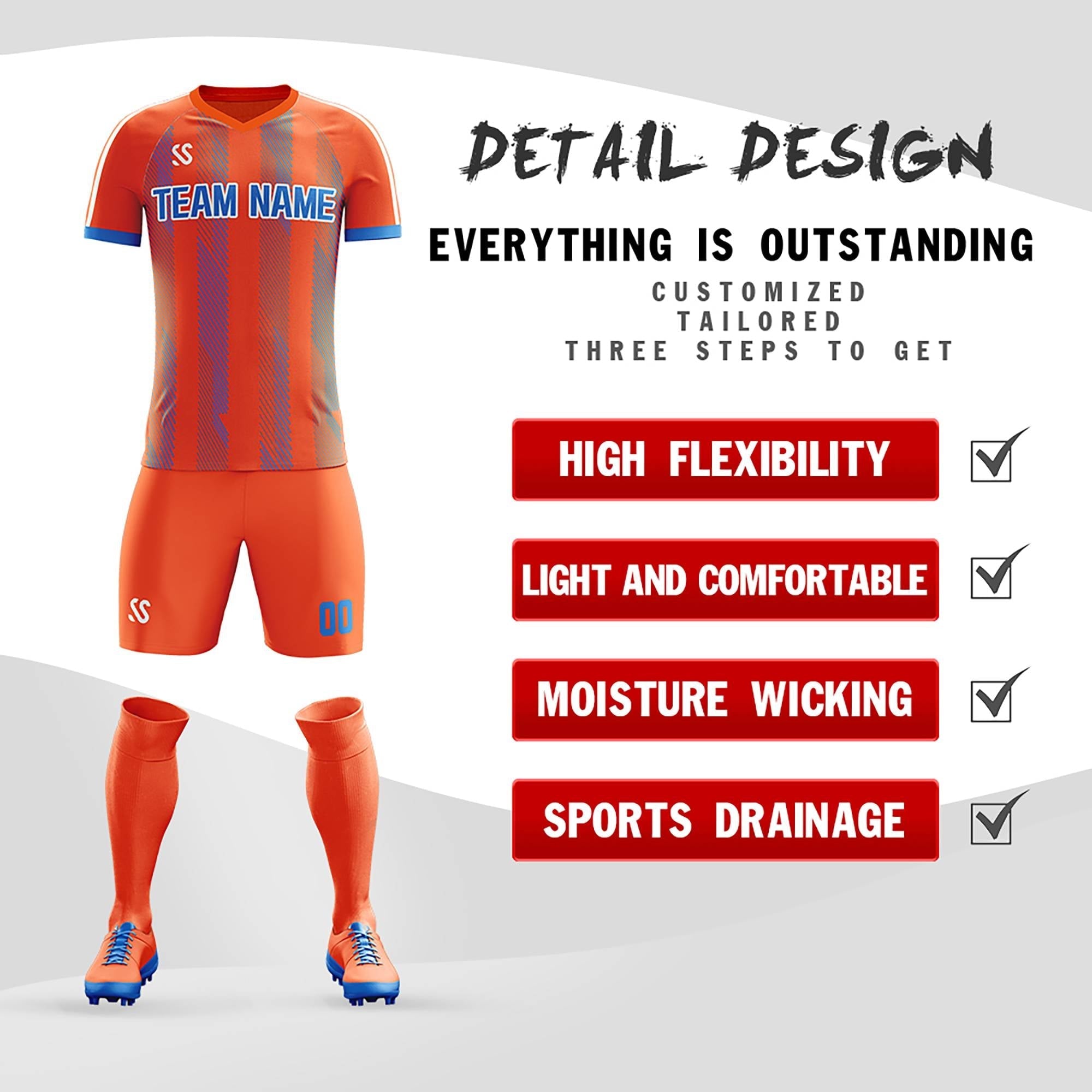 Custom Orange Printing Outdoor Tracksuit football kits Jersey| KXKSHOP