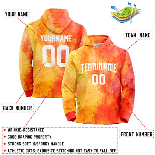 Custom Orange Red-White Graffiti Pattern Pullover Sweatshirt Hoodie| KXKSHOP