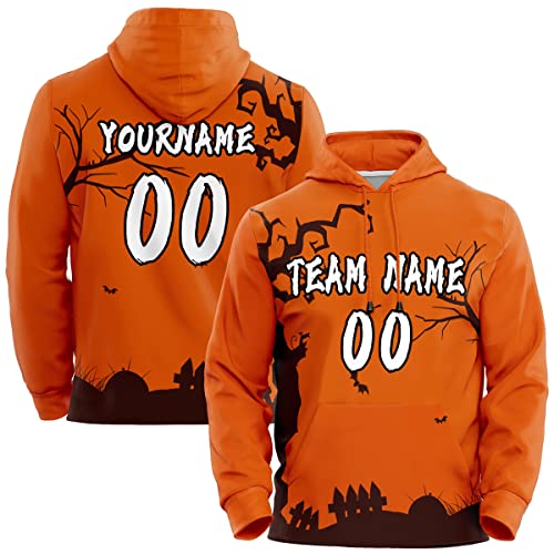Custom Stitched Sportwear Orange Graffiti Pattern Pullover Hoodie| KXKSHOP