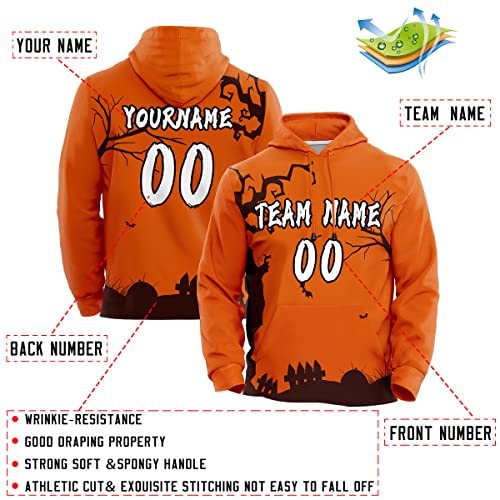 Custom Stitched Sportwear Orange Graffiti Pattern Pullover Hoodie| KXKSHOP