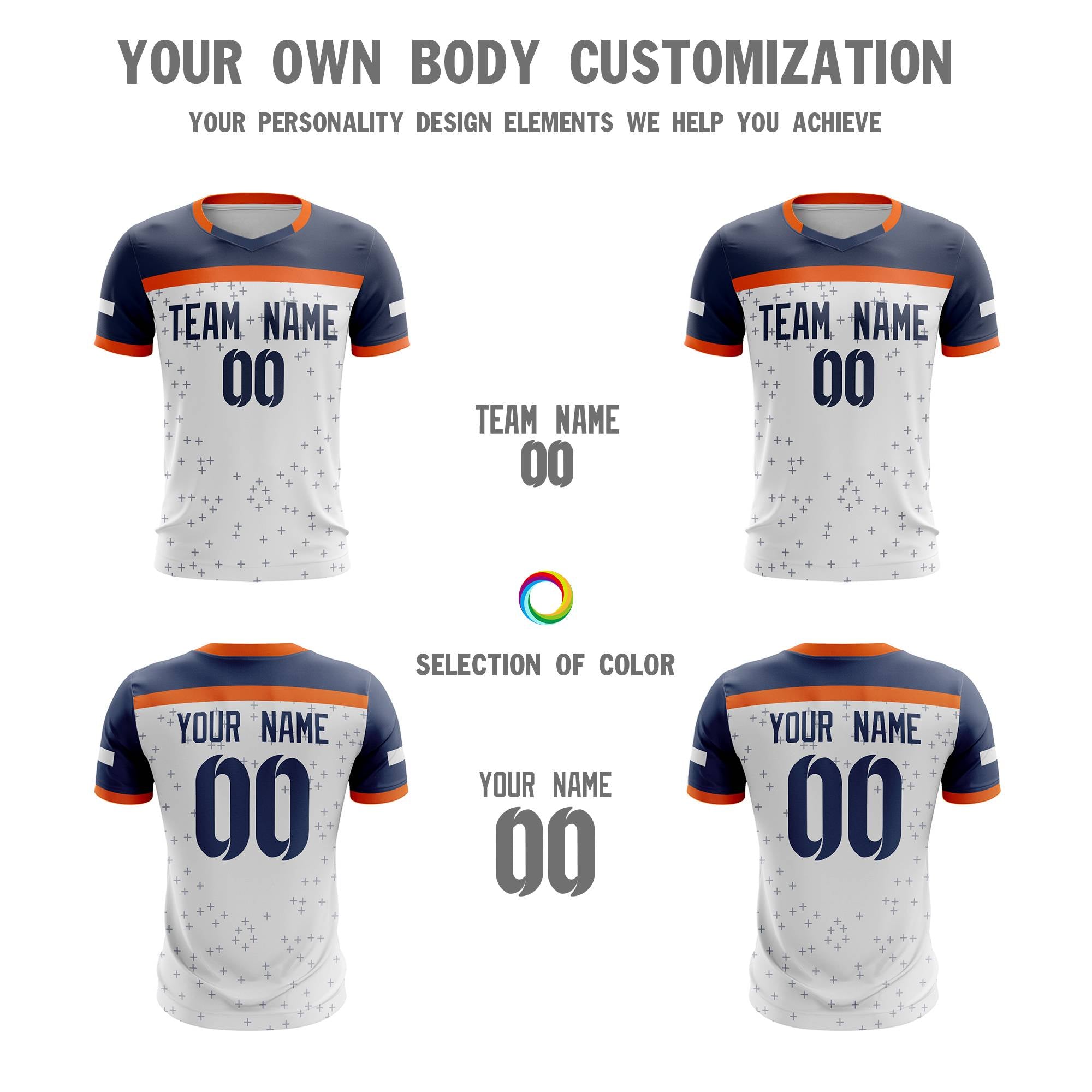 Custom White Navy Breathable Sport Football Shirt Jersey