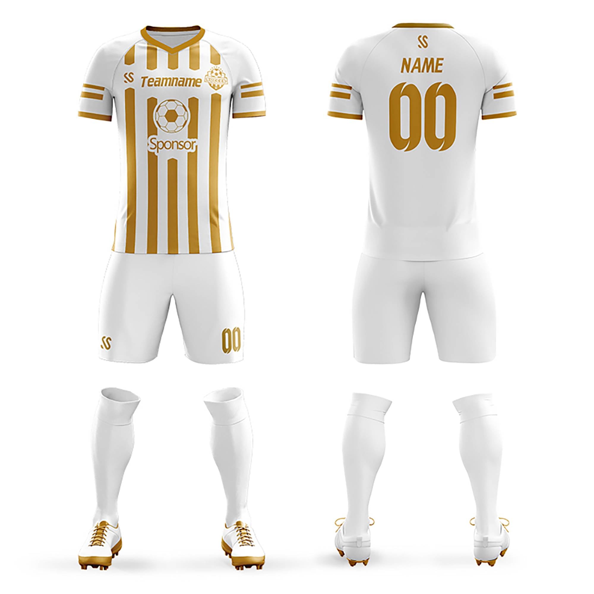 Maillot de football personnalisé avec impression décontractée en or blanc