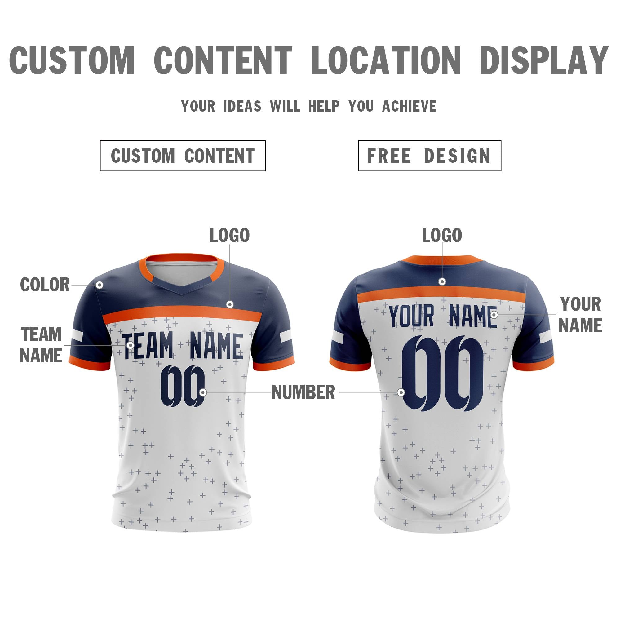 Custom White Navy Breathable Sport Football Shirt Jersey