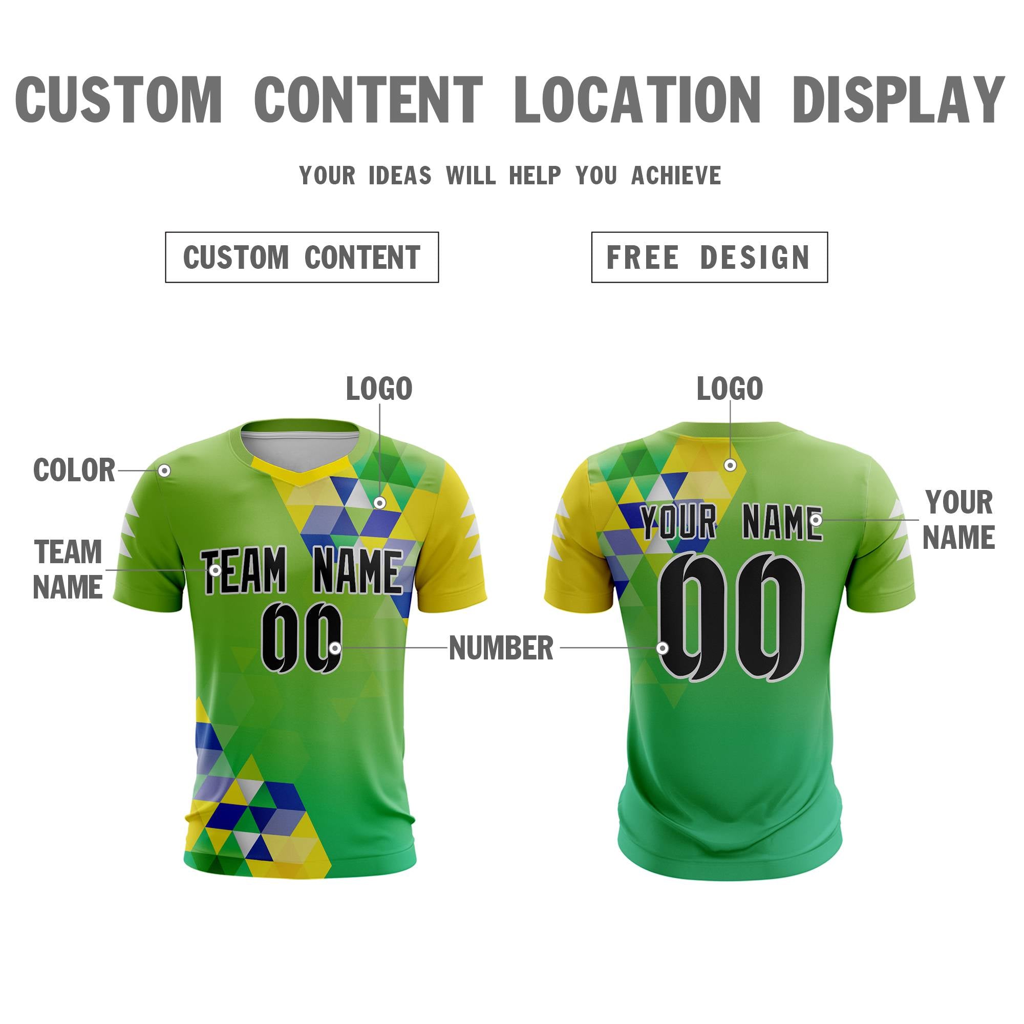 Custom Green Black Breathable Sport Football Shirt Jersey