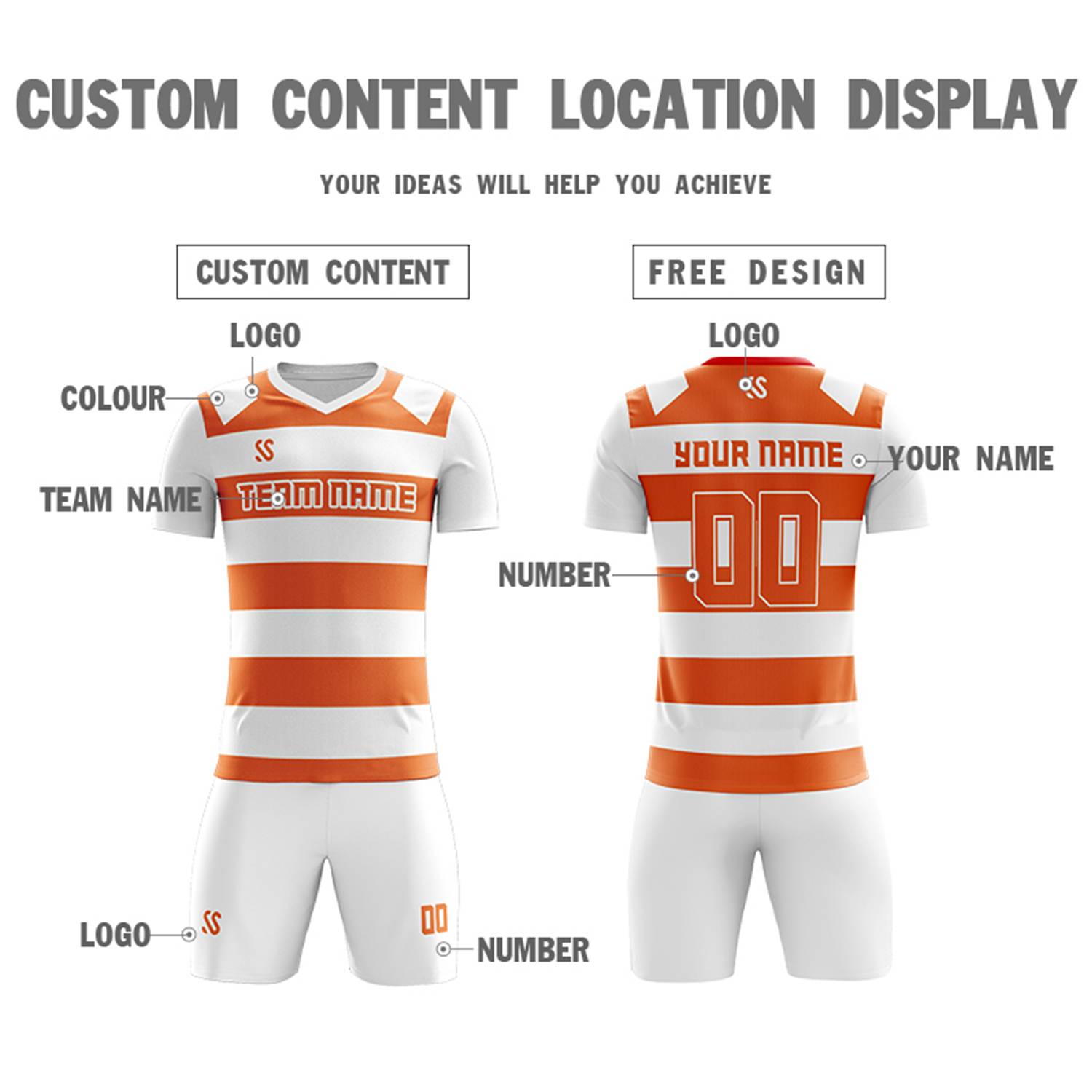 Custom Orange Casual Printing Sportswear football kits Jersey| KXKSHOP