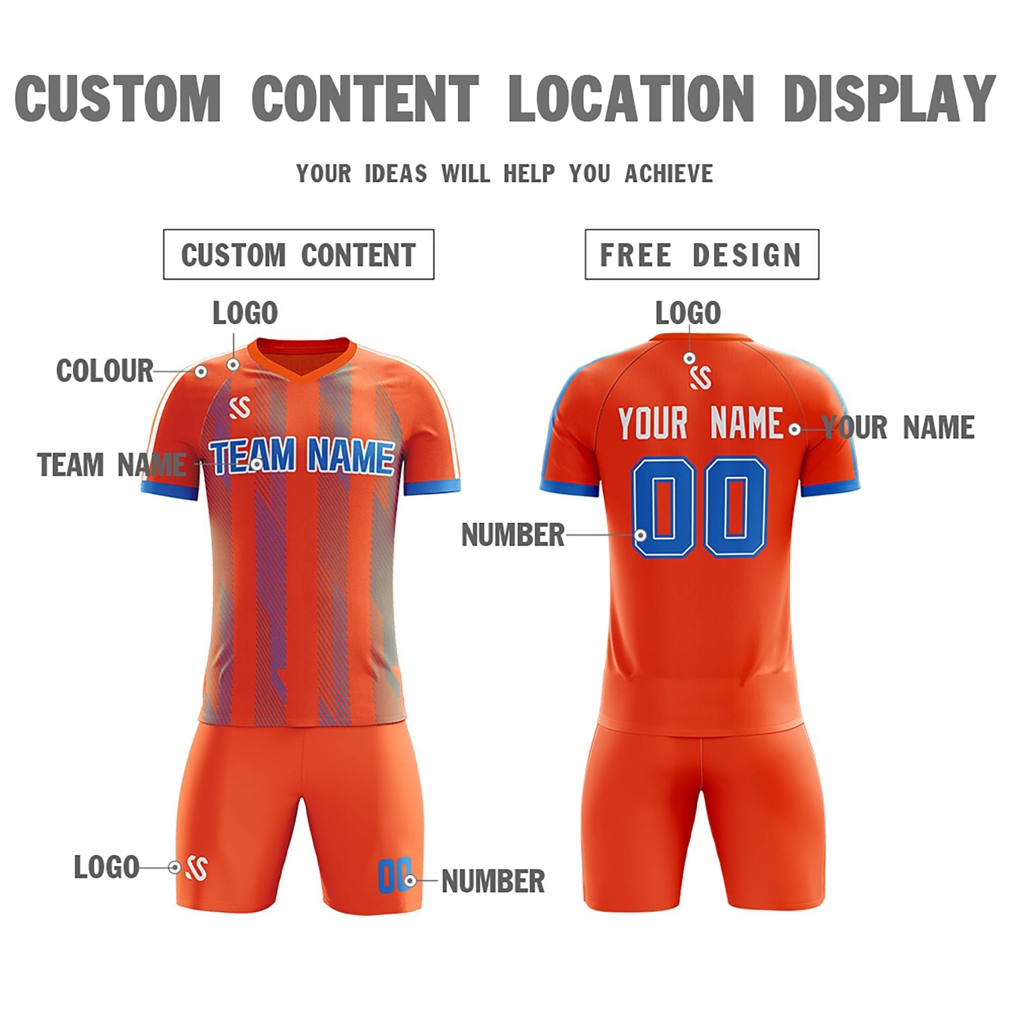 Custom Orange Printing Outdoor Tracksuit football kits Jersey| KXKSHOP