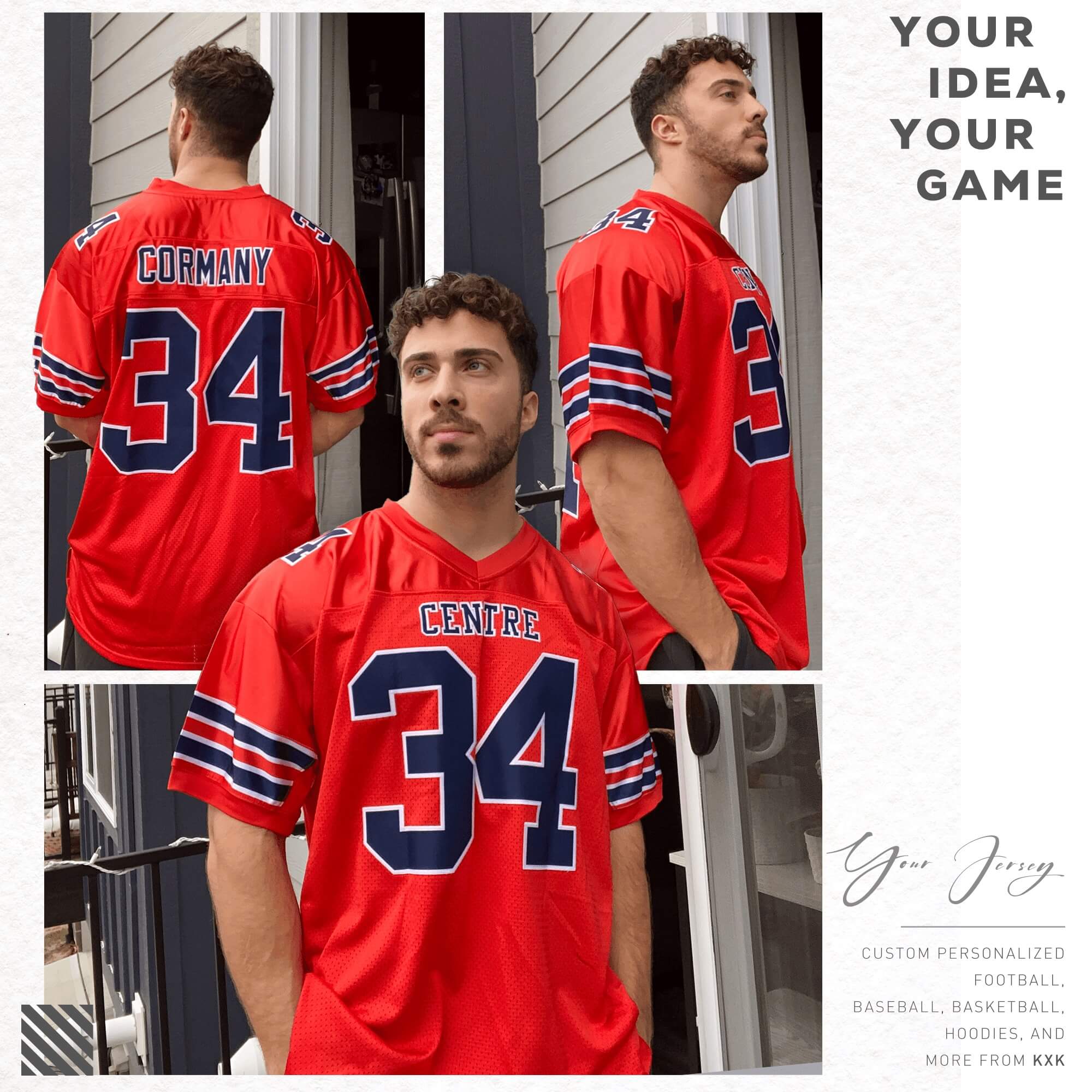 Custom Red Navy-White Classic Style Mesh American Football Jersey | KXKSHOP