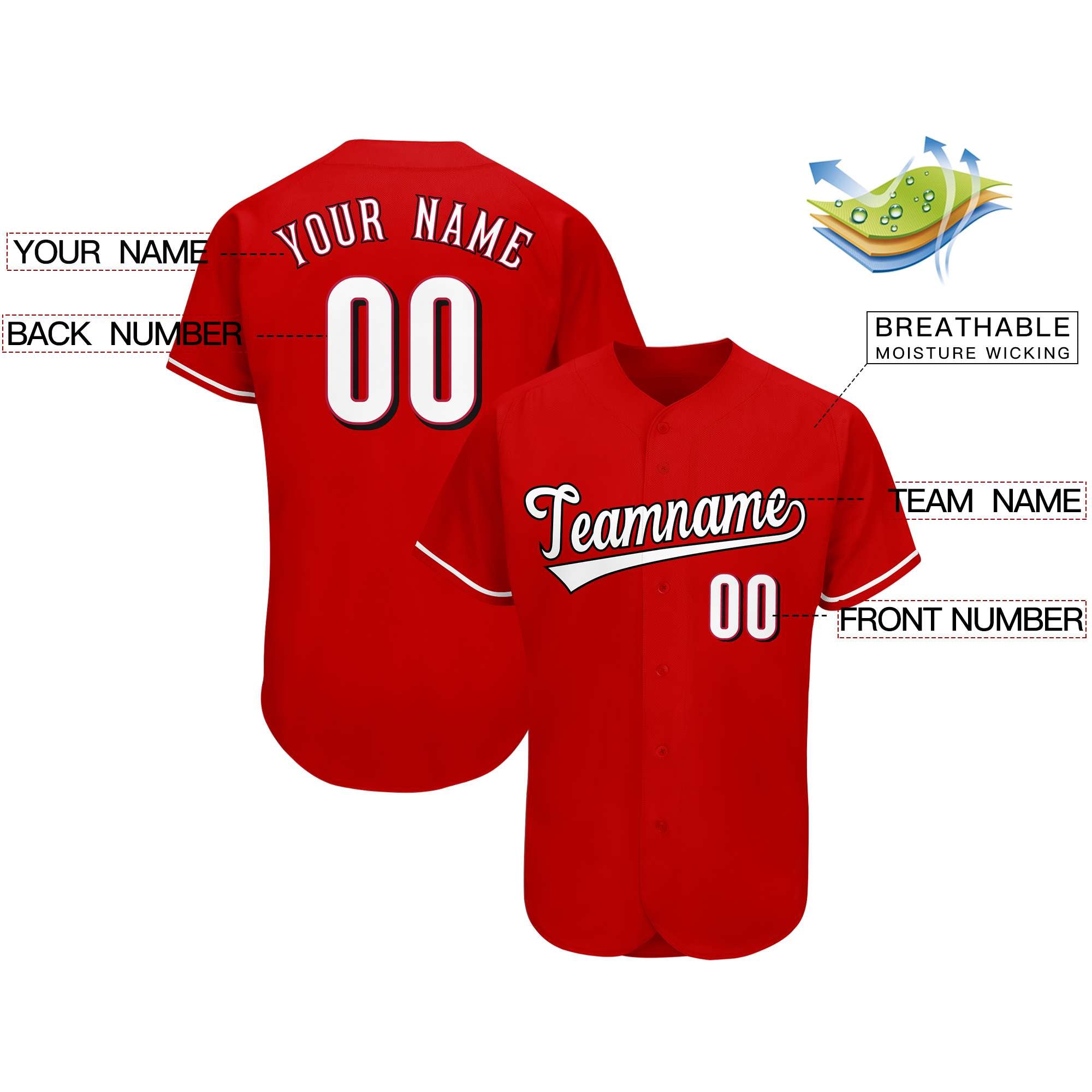 Custom Red Team Classic Style Authentic Baseball Jersey| KXKSHOP