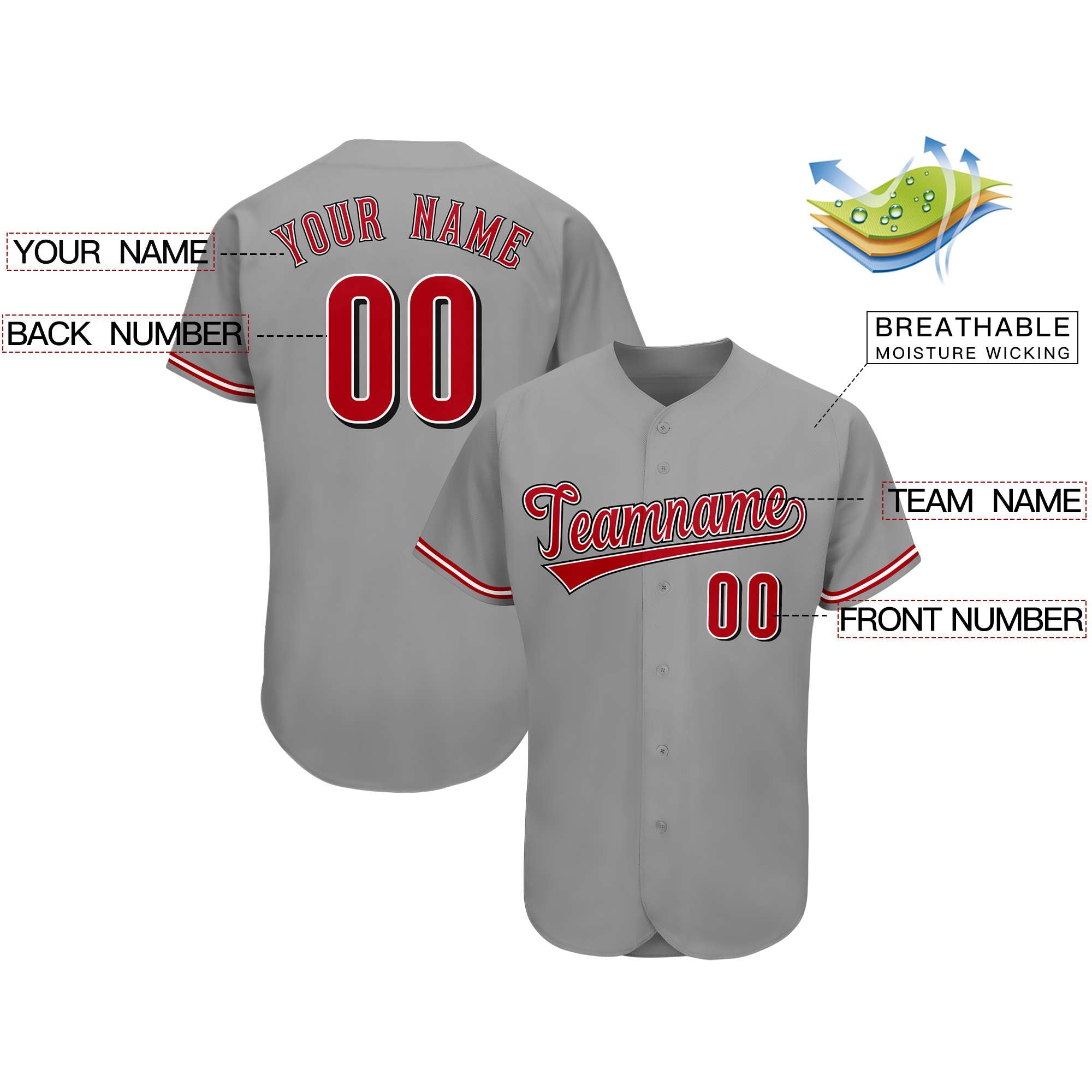 Custom Gray Team Classic Style Authentic Baseball Jersey| KXKSHOP
