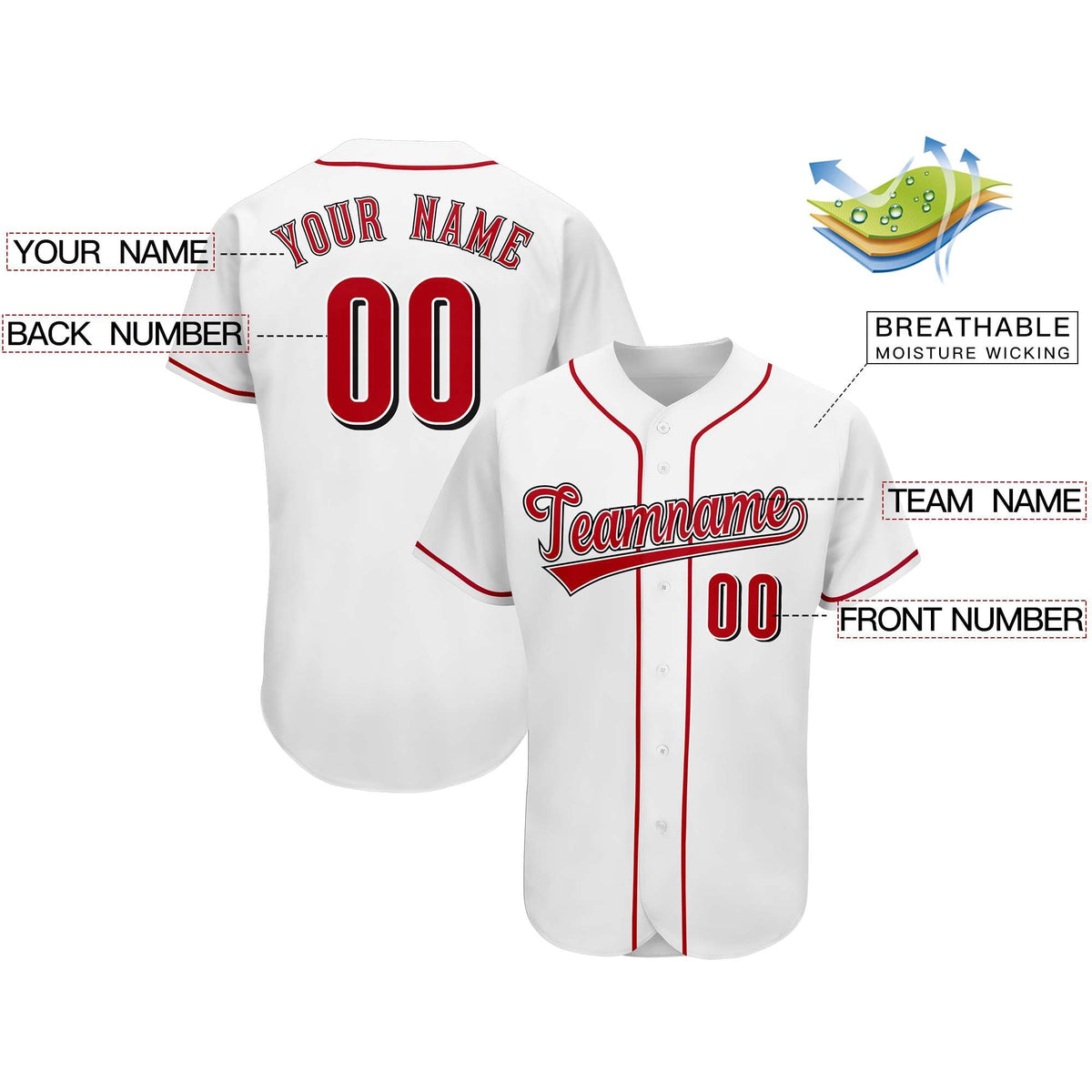 Custom White Team Classic Style Authentic Baseball Jersey| KXKSHOP