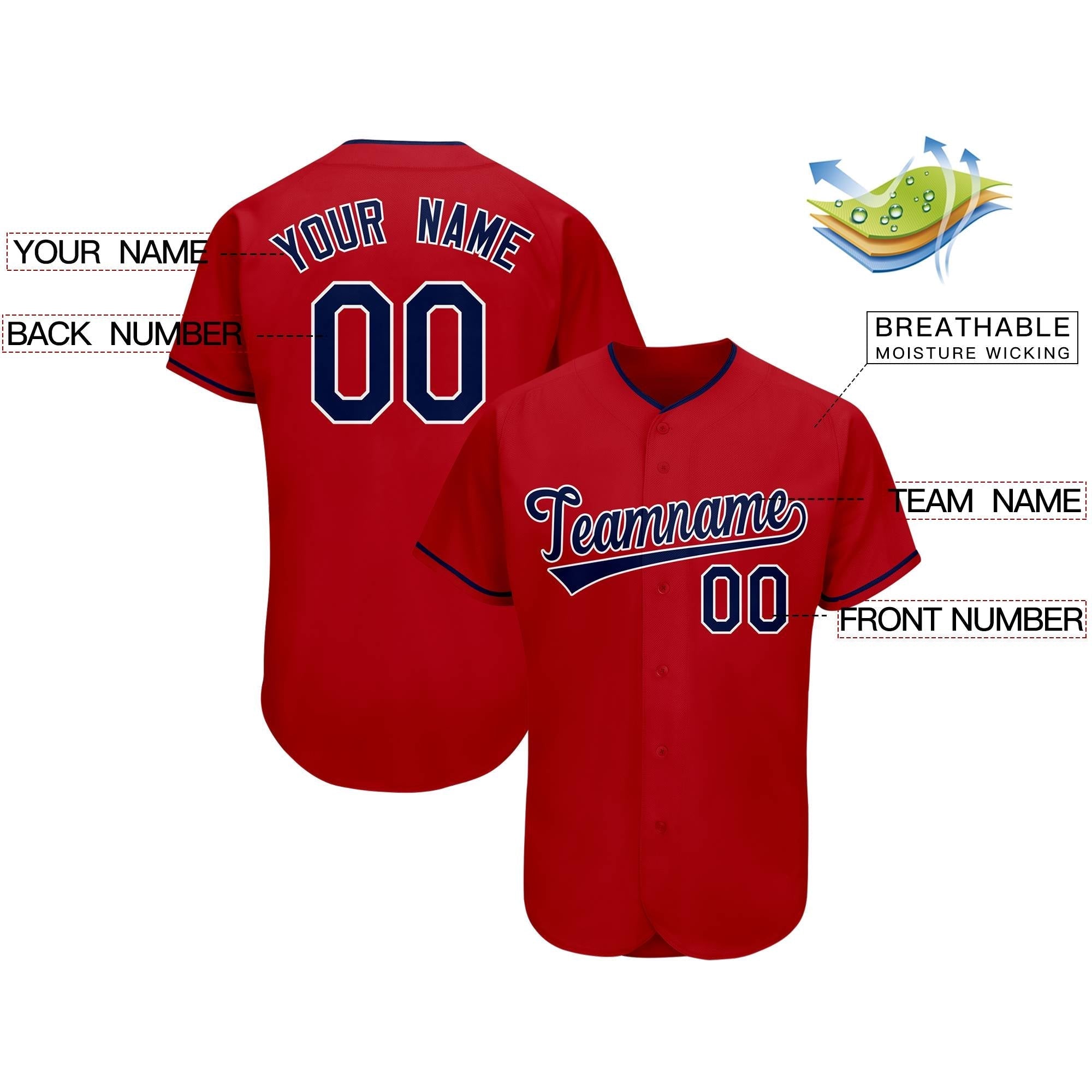 Custom Red Team Classic Authentic Baseball Jersey| KXKSHOP