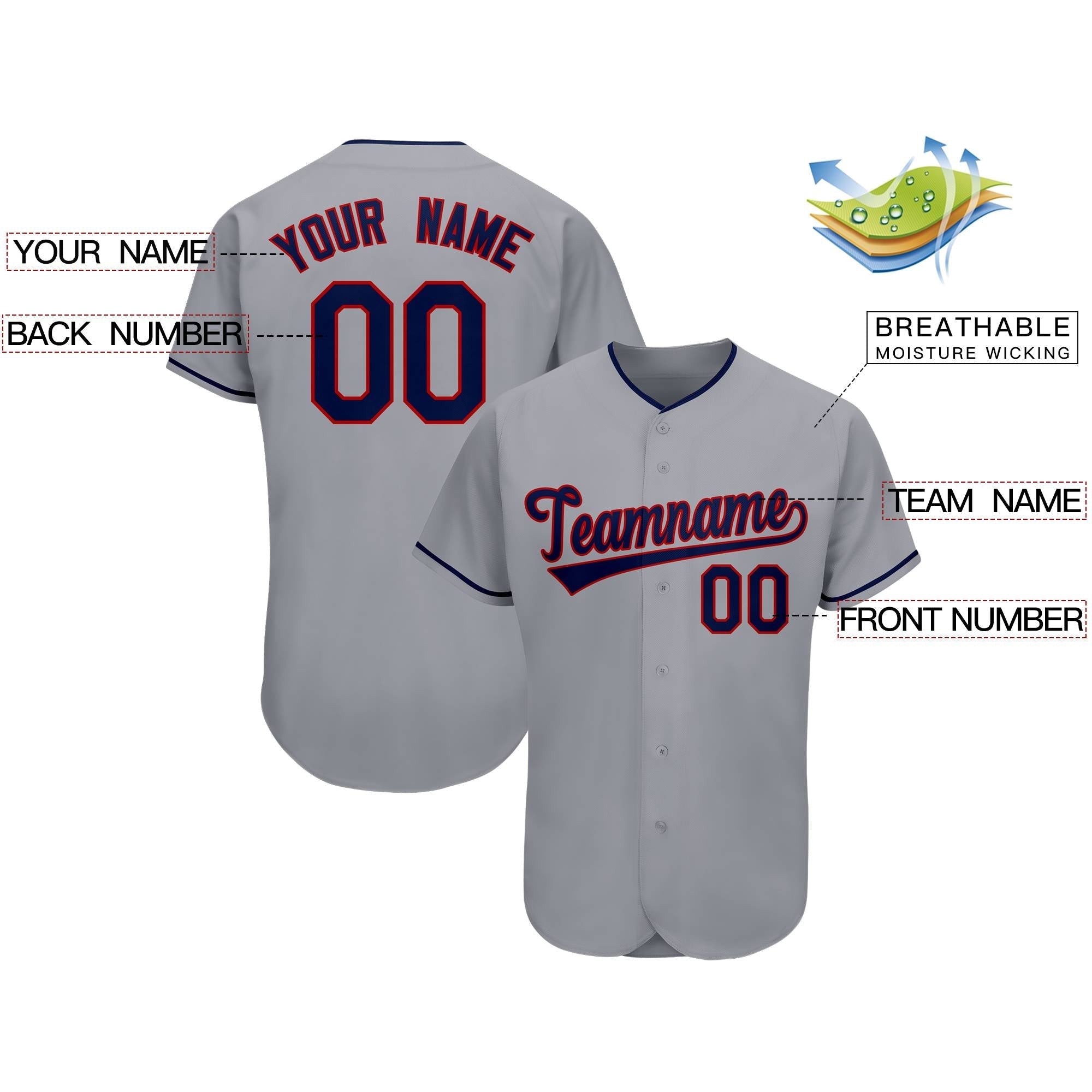 Custom Gray Team Classic Authentic Baseball Jersey| KXKSHOP