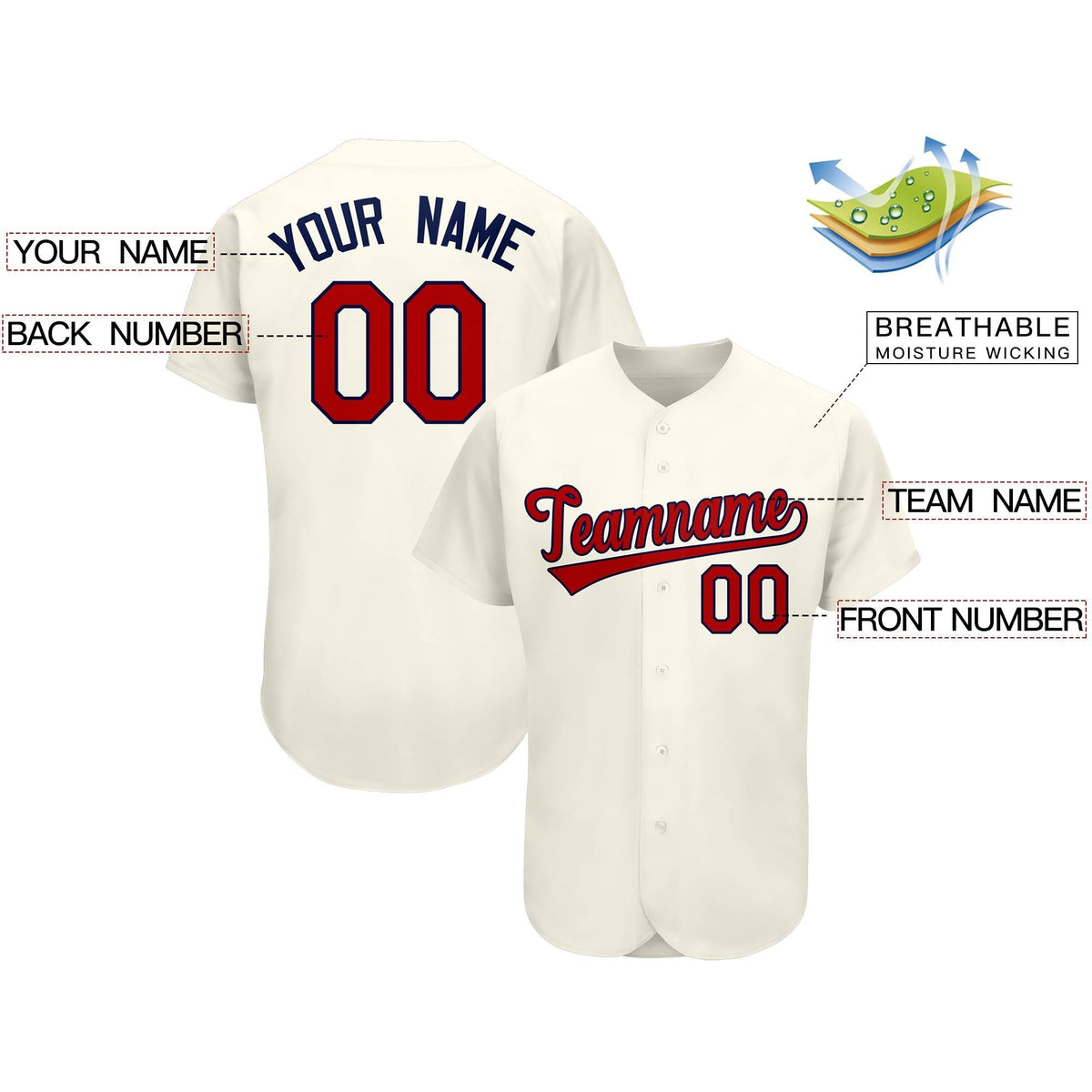 Custom Cream Team Classic Authentic Baseball Jersey| KXKSHOP