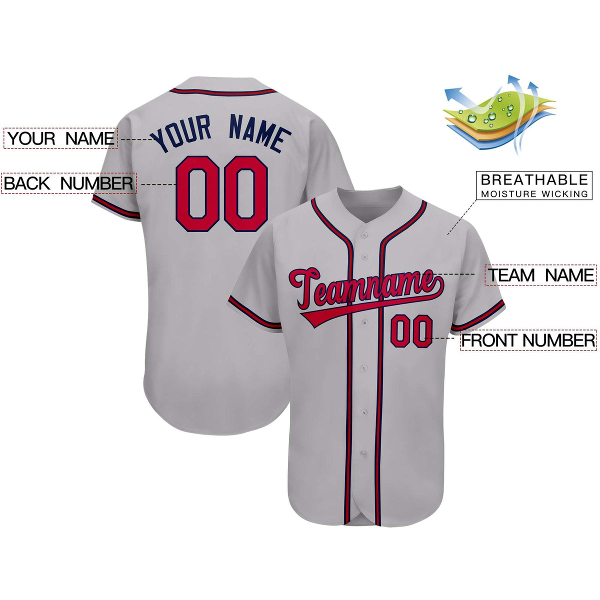 Custom Gray Team Classic Style Authentic Baseball Jersey| KXKSHOP